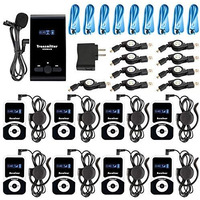 Exmax Ex-100 72-76Mhz Wireless Tour Guide System Live Translator Microphone Church Translation Devices Simultaneous Interpreting Equipment Conference Social Distancing (1 Transmitter 8 Receivers)