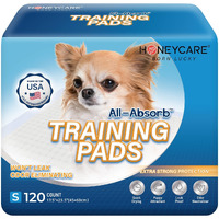 Honey Care All-Absorb, Small 17.5"" X 23.5"", 120 Count, Dog And Puppy Training Pads, Ultra Absorbent And Odor Eliminating, Leak-Proof 5-Layer Potty Training Pads With Quick-Dry Surface, Blue, A05