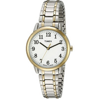 Timex Women's Tw2P78700 Easy Reader Two-Tone Stainless Steel Expansion Band Watch, Two-Tone/White