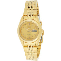 Seiko Women's Syma38K 5 Automatic Gold Dial Gold-Tone Stainless Steel Watch