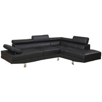 Poundex Sectional Sofa, Black