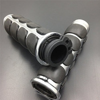 Smt-Chromed Plain 1"" Rubber Handlebar Grip Compatible With Harley Chopper Bobber Touring Sportster Motorcycle [B00Xm7Jc5C]