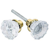 Tuff Stuff Tools Mortise Lock Crystal Glass Door Knob Replacement Set, Brass Finish Base,