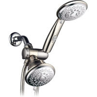 Hotelspa Designer Collection Ultra-Luxury 30-Setting 3-Way Rain/Handheld Shower Head Combo By Top Brand Manufacturer - 2-Tone Chrome/Brushed Nickel Finish