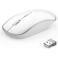 Wireless Mouse For Laptop, J Joyaccess Silent Stream Line Optical Cordless Mouse With Usb Nano Receiver And High Precision 2400 Dpi-Silver+White