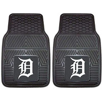 Fanmats 8837 Detroit Tigers 2-Piece Heavy Duty Vinyl Car Mat Set, Front Row Floor Mats, All Weather Protection, Universal Fit, Deep Resevoir Design