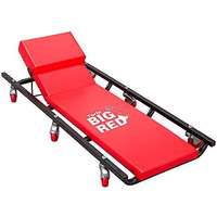 Big Red Tr6452 Torin Rolling Garage/Shop Creeper: 40"" Padded Mechanic Cart With Adjustable Headrest And 6 Casters, Red
