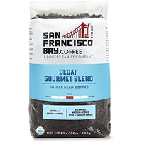 San Francisco Bay Sf Coffee Whole Bean 2Lb Medium Roast Swiss Water Processed Decaffeinated, Decaf Gourmet Blend, 2 Pound (Pack Of 1), 32 Ounce, Decaf Gourmet Blend Wb