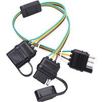 Mictuning Universal 4 Way Flat Y-Splitter Plug And Play Adapter Extension Harness For Led Tailgate Light Bar And Trailer Lights
