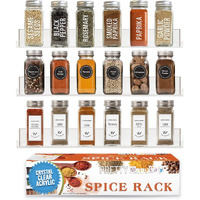 Pretty Display Wall Mount Spice Rack Crystal Clear Acrylic Spice Rack Organizer 3 Pk] - Invisible Minimalist Shelf Design - Strong & Easy To Install- 15A Customizable Wall Mounted Spice Shelves