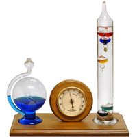 Lily's Home Analog Weather Station, With Galileo Thermometer, Glass Barometer, And Analog Hygrometer, 5 Multi-Colored Spheres (10.5 In X 12 In)