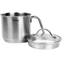 15 Quart Stainless Steel Saucepan With Pour Spout, Saucepan With Glass Lid, 6 Cups Burner Pot With Spout - For Boiling Milk, Sauce, Gravies, Noodles