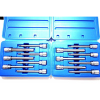 14 Pc Extra Long Hex Bit Sockets Allen Wrench Mm+Sae