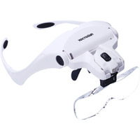 Yoctosun Head Mount Magnifier With 2 Led Professional Jeweler's Loupe Light Bracket And Headband Are Interchangeable