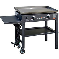 Blackstone Flat Top Gas Grill Griddle 2 Burner Propane Fuelled Rear Grease Management System, 1517, Outdoor Griddle Station For Camping With Built In Cutting Board And Garbage Holder, 28 Inch