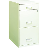 Hirsh Industries Space Solutions Metal 3 Drawer File Cabinet With Pencil Drawer Pearl White
