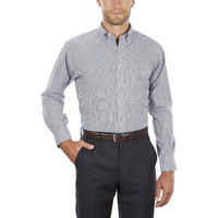 Van Heusen Men's Regular Fit Gingham Button Down Collar Dress Shirt, Black, Large
