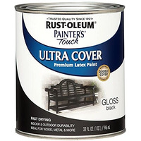 Rust-Oleum 1979502 Painters Touch Latex Paint, Quart, Gloss Black, 1 Quart
