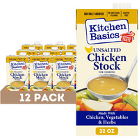 Kitchen Basics Unsalted Chicken Stock, 32 Oz (Pack Of 12) | No Artificial Flavors And Gluten Free |