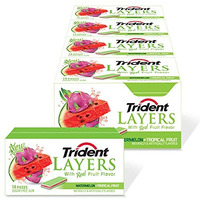 Trident Layers Sugar Free Gum, Watermelon & Tropical Fruit, 168 Count (Pack Of 12)