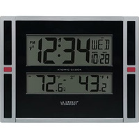 La Crosse Technology 513-149 11-Inch Atomic Digital Wall Clock With Temperature, Black, One Size