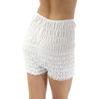 Halloween Women 's Ruffle Lace Tiered Panties| Black Tanga Dance Bloomers | All-Day Stretch Undershortscomfort| Idealdance Shows & Costumes|N29(White/Extra Large)