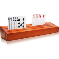 Exqline Wooden Playing Card Holder Tray Rack Organizer For Kids Seniors Adults - 13.8 Inch* 3.1 Inch Extended Versions Long Enough For Bridge Canasta Strategy Card Playing