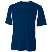 A4 Men's Cooling Performance Color Block Short Sleeve Tee, Navy/White, 4X-Large