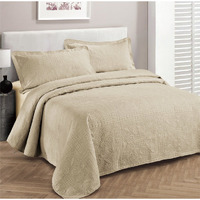Fancy Collection Luxury Bedspread Coverlet Embossed Bed Cover Solid Over Size New (Beige, Kingcalifornia King)