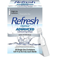 Refresh Optive Advanced Lubricant Eye Drops, Preservative-Free, Single-Use Containers, 0.01 Fl Oz - 30 Count (Pack Of 1)