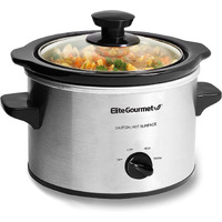 Elite Gourmet      Mst-250Xs Electric Slow Cooker Ceramic Pot, Adjustable Temp, Entrees, Sauces, Stews & Dips, Dishwasher Safe Glass Lid & Crock,      1.5 Quart, Stainless Steel