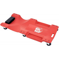 Big Red Trp6240 Torin Blow Molded Plastic Rolling Garage/Shop Creeper: 40"" Mechanic Cart With Padded Headrest, Dual Tool Trays And 6 Casters, Red