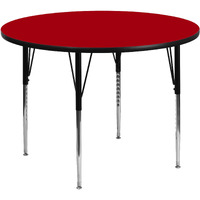 Flash Furniture Wren 48'' Round Red Thermal Laminate Activity Table - Standard Height Adjustable Legs