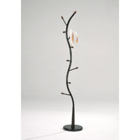 1 X Black Metal Walnut Wood Hall Tree Coat Hat Rack