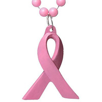 Pink Ribbon Beaded Necklace Pack Of 12