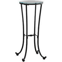 Monarch Specialties Hammered Metal With Tempered Glass Accent Table, 12L X 12W X 28H, Black