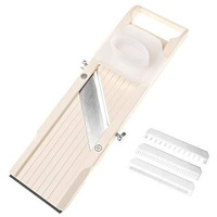 Benriner Mandoline Slicer, With 4 Japanese Stainless Steel Blades, Beige