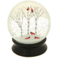 Winter Snow Globe By Raz Imports: 4.5 Inch Cardinal Snow Globe (Birch Trees)