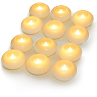 Homemory 3 Inch Flameless Floating Candles, White Real Wax, 100+ Hour, Battery Flickering Waterproof Tealights-Wedding Centerpiece, Engagement, Dinner Parties, Beach Parties, Home Decor, Set Of 12