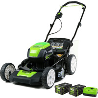 Greenworks 80V 21"" Brushless Cordless (Push) Lawn Mower (75+ Compatible Tools), (2) 2.0Ah Batteries And 30 Minute Rapid Charger Included