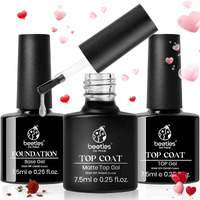 Beetles Gel Top Coat Base Coat Set For Gel Nail Polish, 3Pcs No Wipe Base Gel Matte & Shiny Top Coat, Long Lasting High Gloss And Matte Effects Soak Off Uv Led Gel Diy Valentines Day Gifts For Women