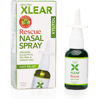 Xlear Rescue Nasal Spray, Natural Saline Nasal Spray With Xylitol, Oregano, Tea Tree, Fast Sinus Pressure And Congestion Relief, Nose Moisturizer, 1.5 Fl Oz (Pack Of 1)