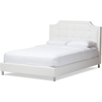 Baxton Studio Carlotta Modern Bed With Upholstered Headboard, Full, White