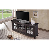Baxton Studio Wholesale Interiors Walda Dark Brown Wood Tv Cabinet With 2 Sliding Doors And 1 Drawer, 60""