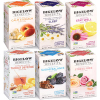 Bigelow Tea Benefits Wellness Teabag Variety Pack, Mixed Caffeinated Green Matcha & Caffeine-Free Herbal Tea, 18 Count Box (Pack Of 6) 108 Tea Bags Total