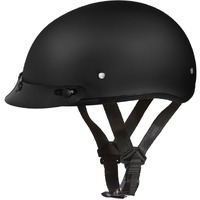 Daytona Helmets Motorcycle Half Helmet Skull Cap- Dull Black W/Visor 100% Dot Approved