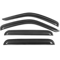Tape On External Window Visor Compatible With 2002-2007 Jeep Liberty, Slim Style Acrylic Smoke Tinted&Semi-Transparent Sun Rain Shade Guard Wind Vent Air Deflector Ikon Motorsports