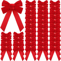 Janinka 50 Pcs Large Red Christmas Velvet Bow 13 "" X 9 "" Christmas Wreath Bows Xmas Tree Topper Giant Xmas Bow Ornament Rustic Vintage Ribbon Bows