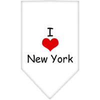 Mirage Pet Products I Heart New York Screen Print Bandana For Pets Large White