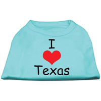 Mirage Pet Products 18-Inch I Love Texas Screen Print Shirts For Pets Xx-Large Aqua